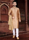 Golden Colour Outluk Vol 35 Traditional Jaqcuard Silk With Self Work Party Wear Kurta Pajama Mens Collection 35007